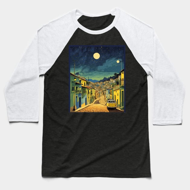 Escadaria Selaron Starry Night Brazil Vintage Tourism Travel Poster Art Baseball T-Shirt by TravelersGems